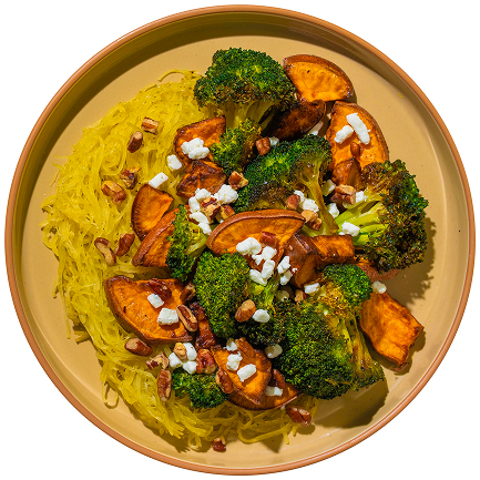 Vegan Brown Butter and Sage Spaghetti Squash with seasonal vegetables